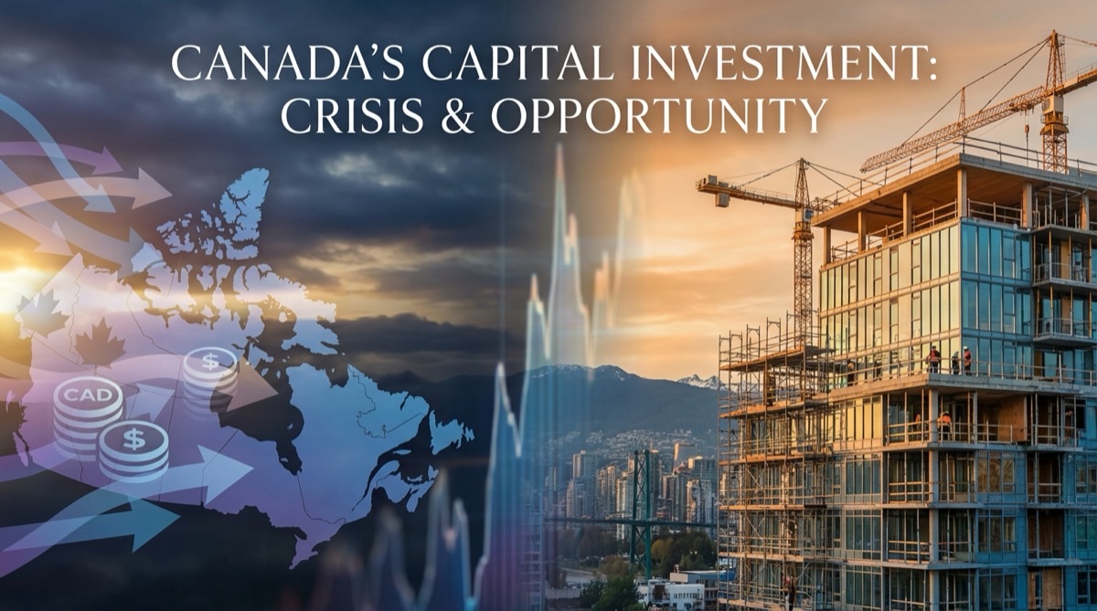 Canadian investment landscape with industrial construction and capital flow visualization