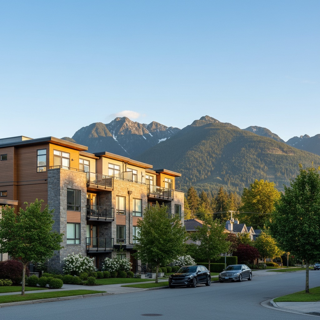 City of North Vancouver cityscape with North Shore mountains representing the newly adopted multiplex zoning affecting 4,900 properties