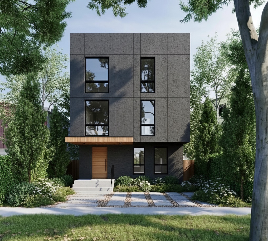 Multi-generational family living in a modern multiplex development in Vancouver