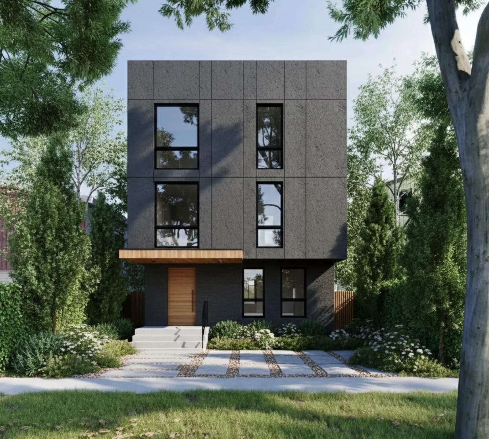 Multi-generational family living in a modern multiplex development in Vancouver