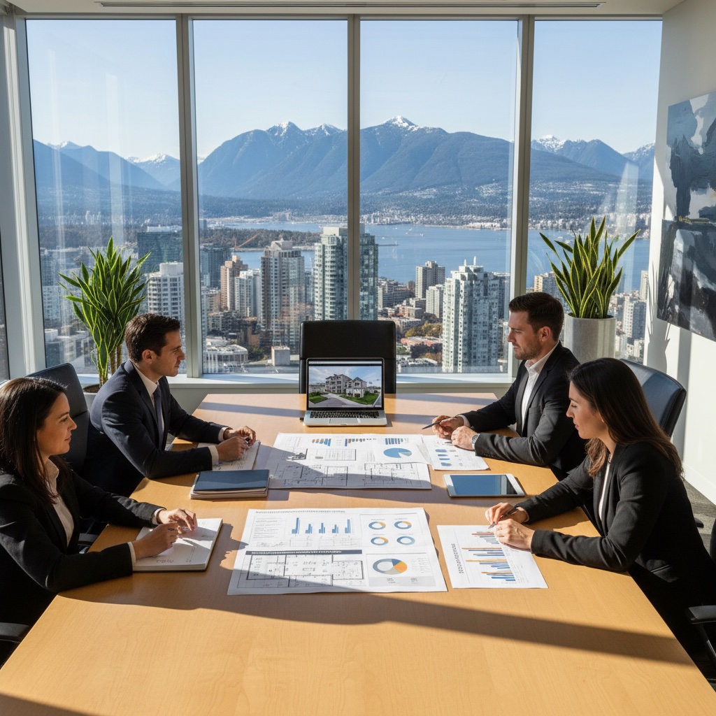 Professional partnership concept showing Vancouver multiplex development with equity participation structure