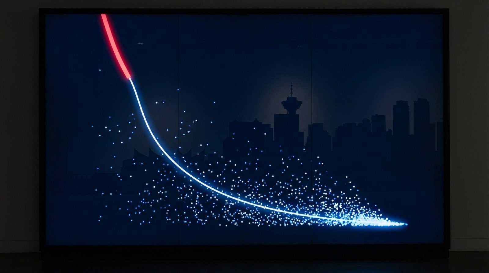 Data visualization showing the power law distribution of multiplex ROE across 100,000 Vancouver properties with a steep concentration curve
