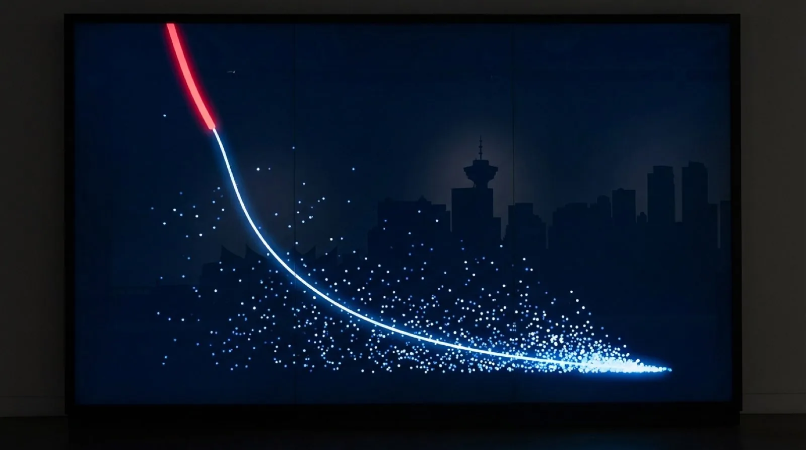 Data visualization showing the power law distribution of multiplex ROE across 100,000 Vancouver properties with a steep concentration curve