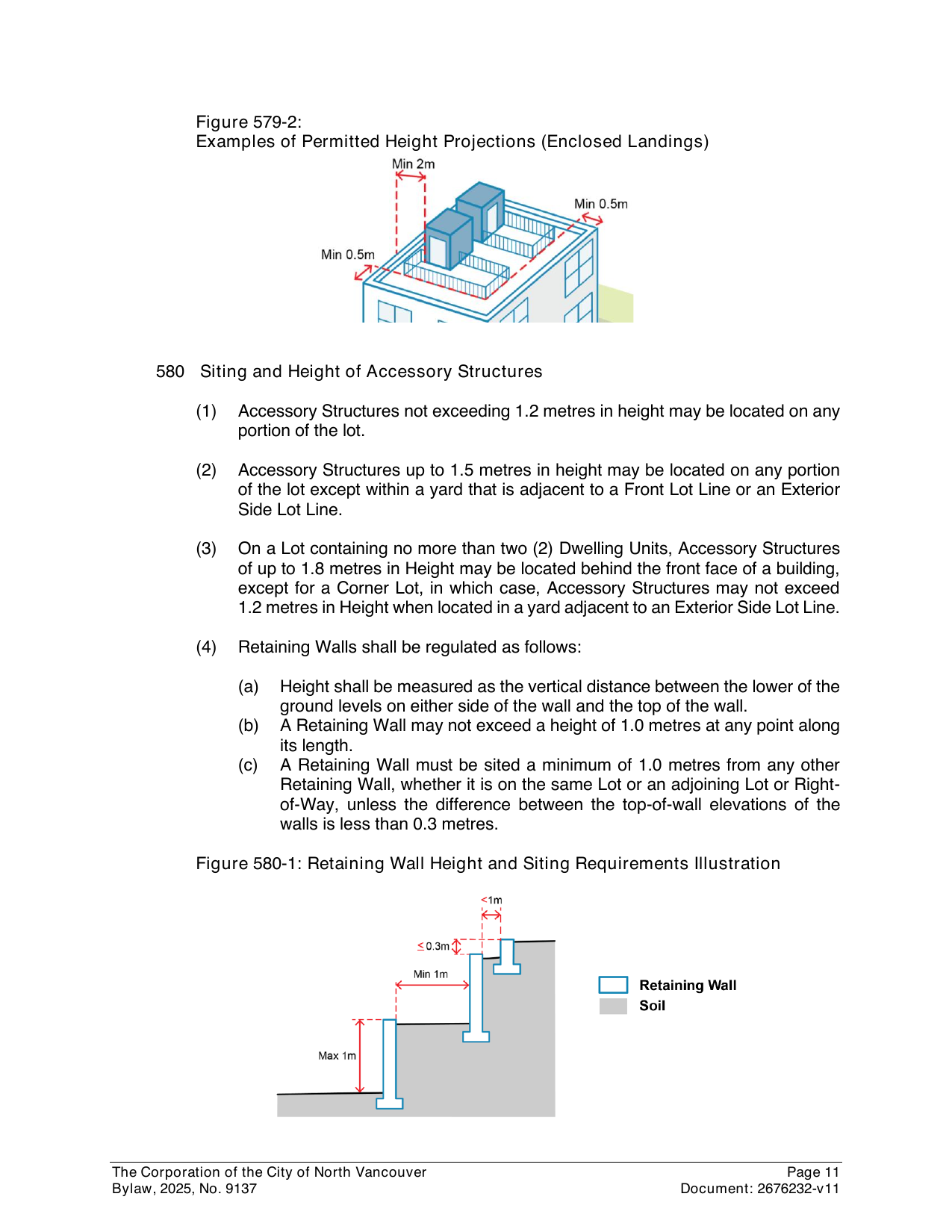 Retaining wall height and siting rules