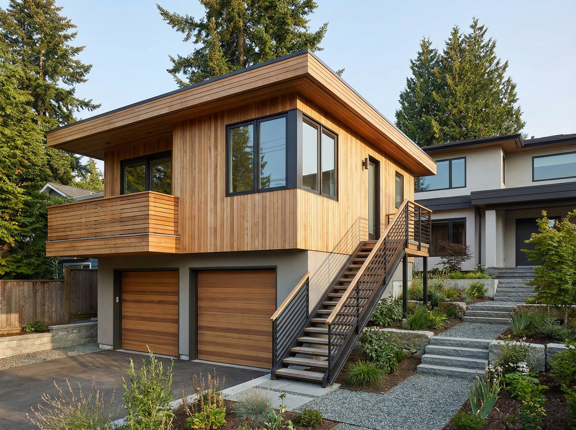 Carriage house above a detached garage
