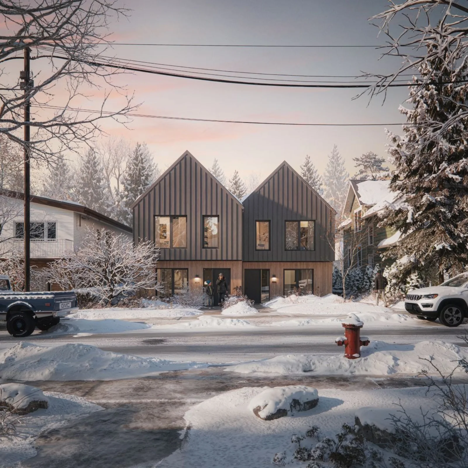 BC Government standardized rowhouse design rendering