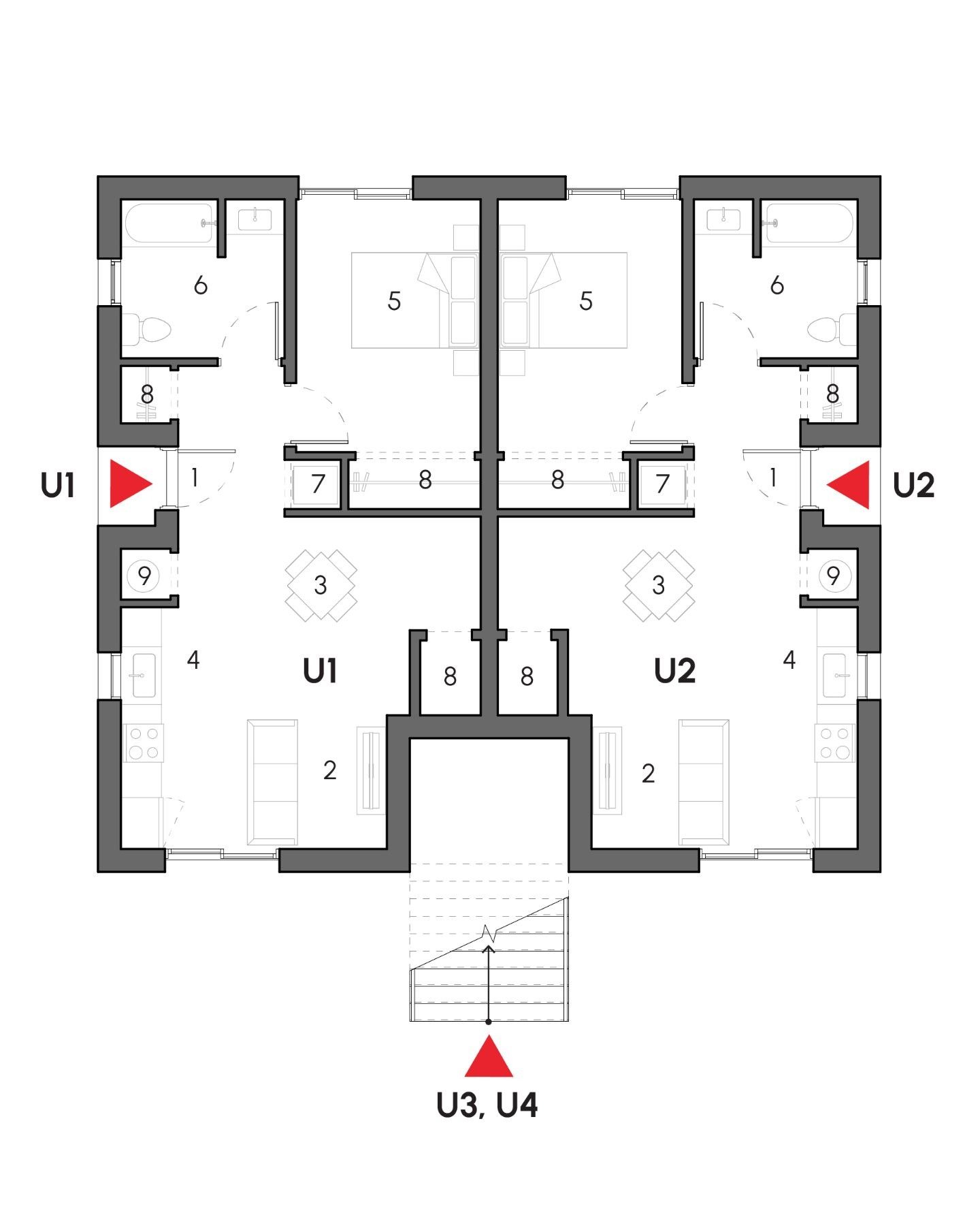 BC Standard Courtyard Sixplex floor plan