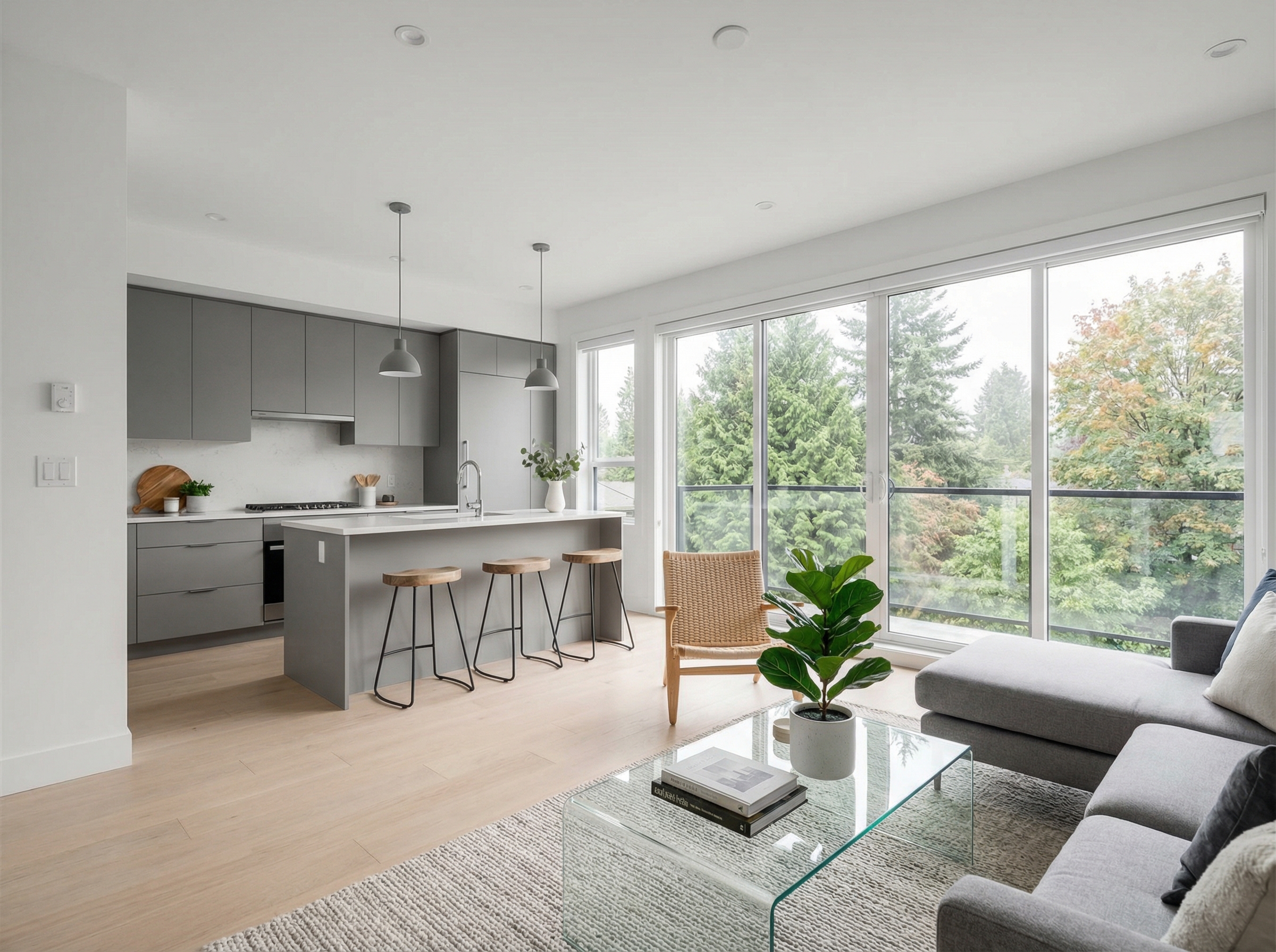 Interior of a sixplex unit with modern finishes