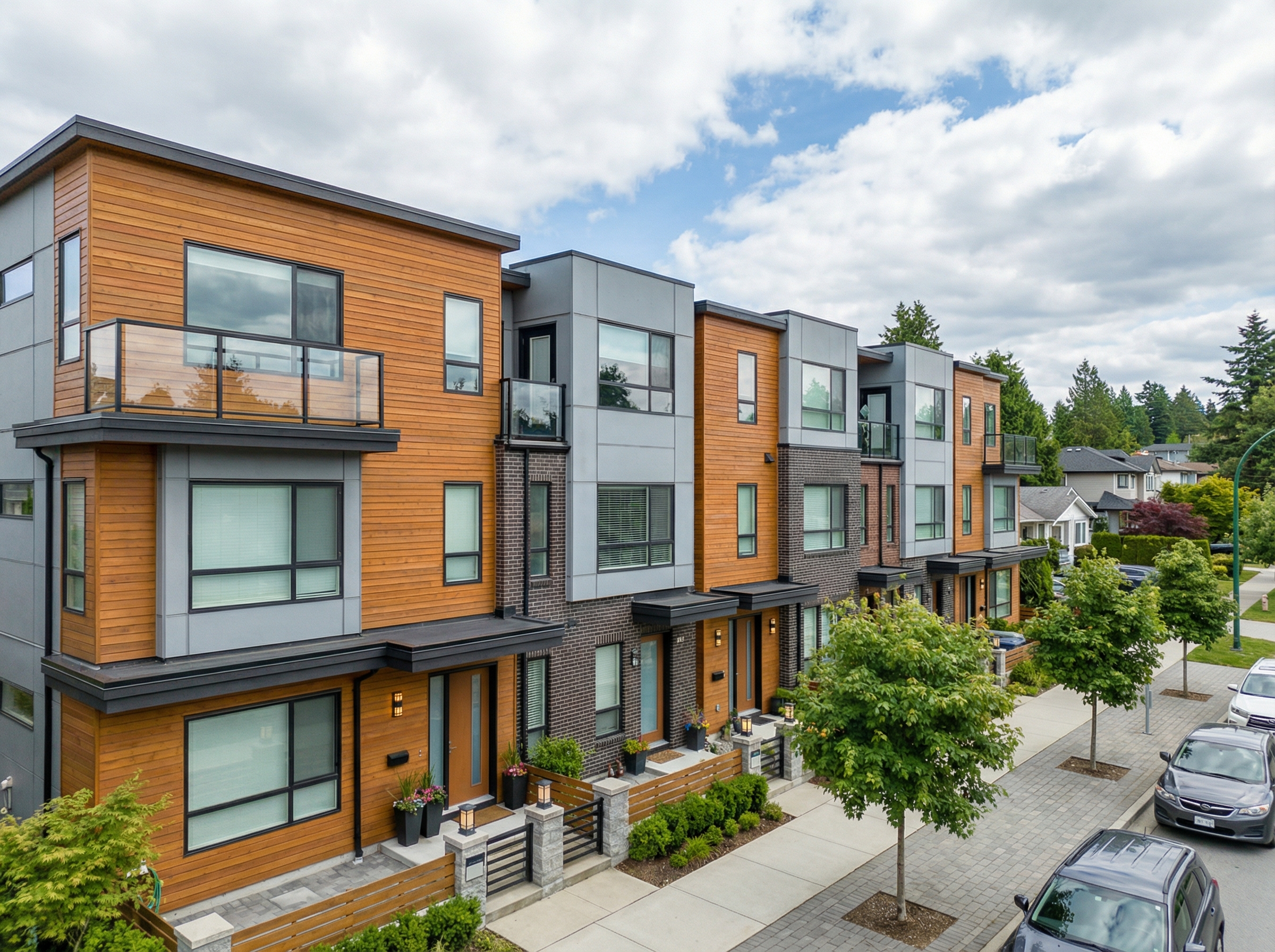 Townhouse row with six units